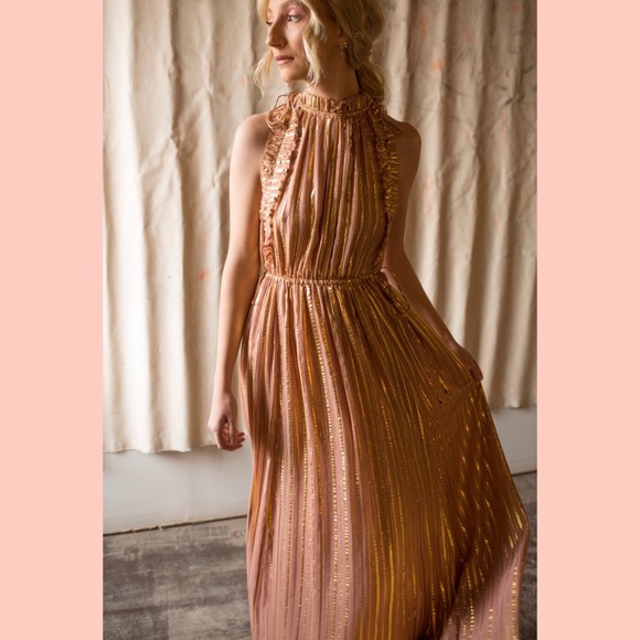 Ulla Johnson Ottilie Metallic Striped Maxi Dress - Picture 3 of 10